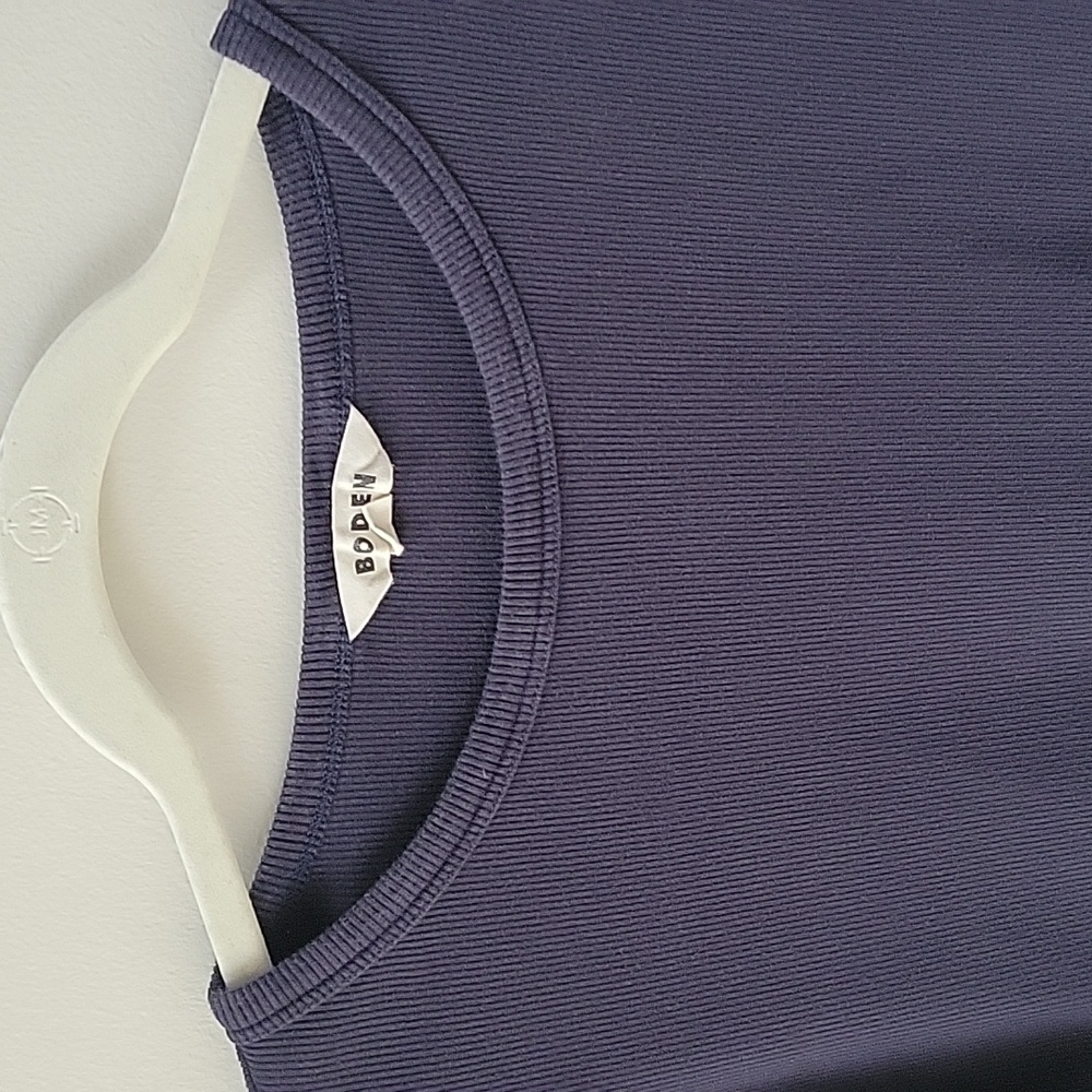 Boden Women Top Crewneck Ribbed Fitted Navy Blue Long Sleeve Size Large - Picture 2 of 5